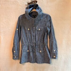 Vintage LRL Lauren Jeans Co Ralph Lauren Shirt Jacket Blue Denim Hooded XS